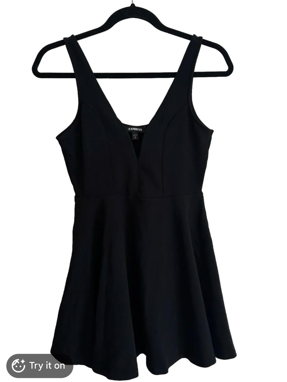Express Black V‑Neck Sleeveless Fit & Flare Mini Dress